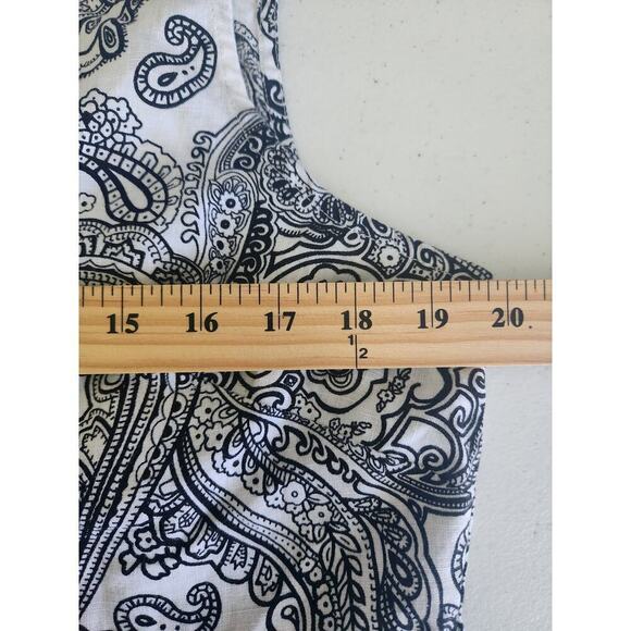 Saint Tropez West Linen Button Front Tank Sz XL black/white Paisley beachy boho - Picture 7 of 8
